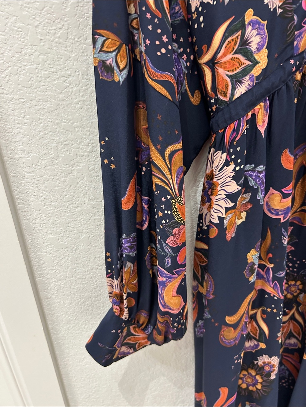 Johnny Was Navy Floral Maxi Dress with Pink & Orange Accents - Picture 4 of 8